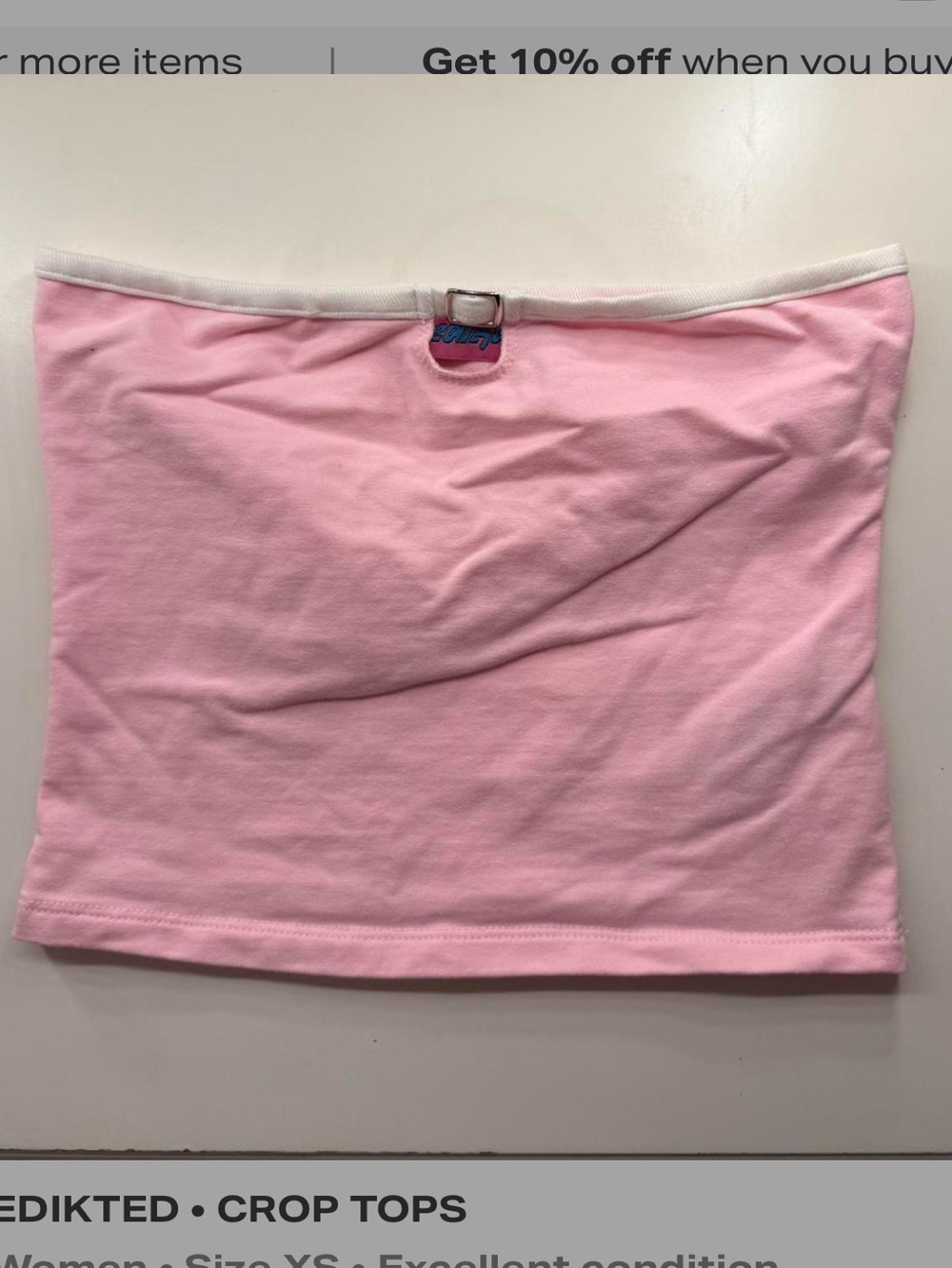 Edikted Light Pink Strapless Tube Top with White Trim and Buckle